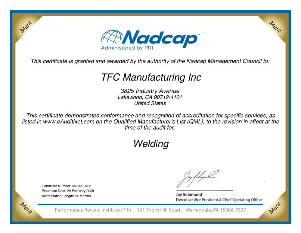 Nadcap Welding Certificate 232463